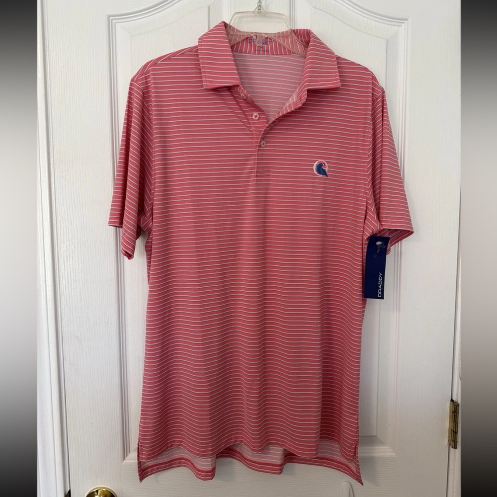 B. DRADDY Classic Pink Striped Polo Shirt